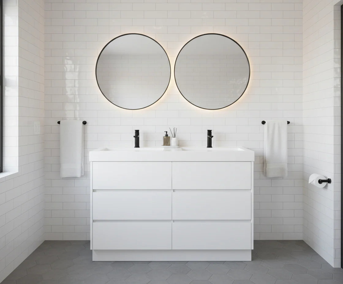 48” Oakmere Double Sink White Vanity