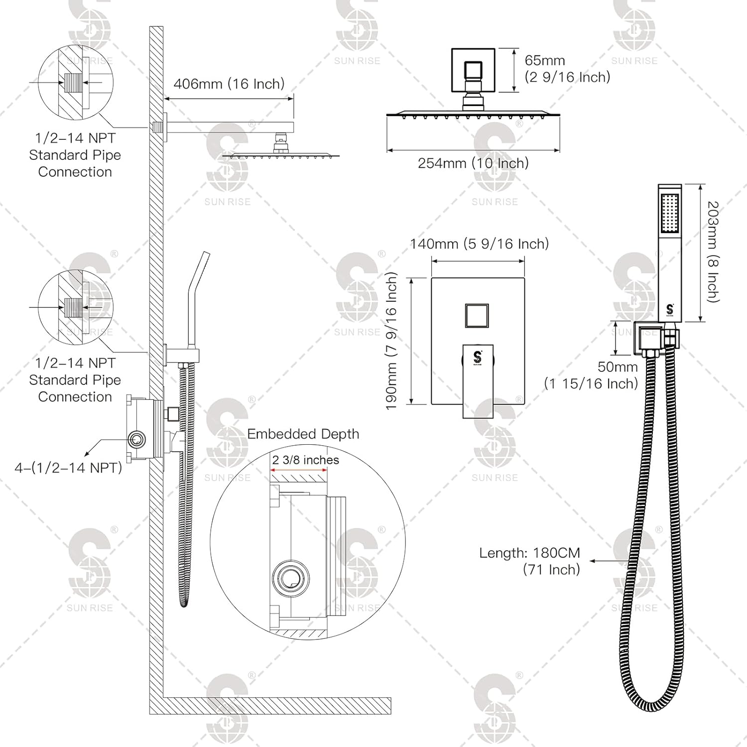 Matte Black Shower System