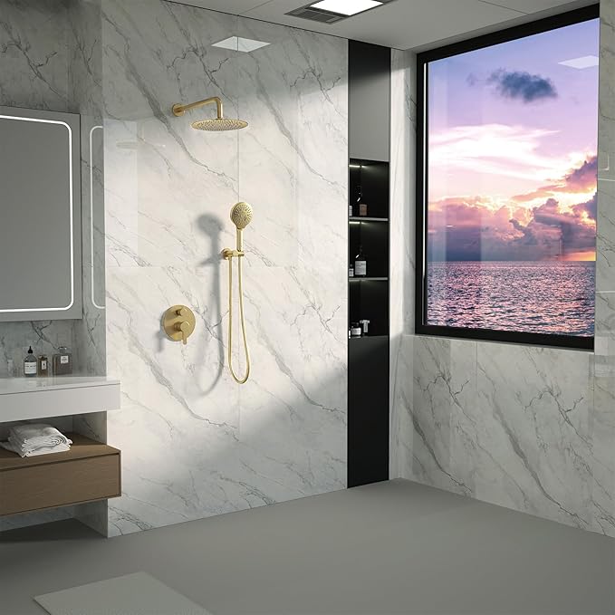 Shower System In Brushed Gold