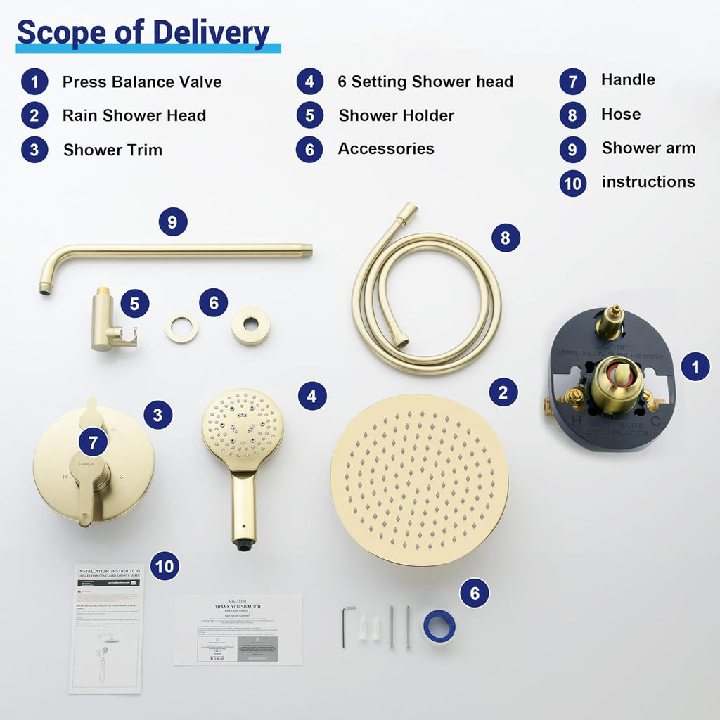 Shower System In Brushed Gold