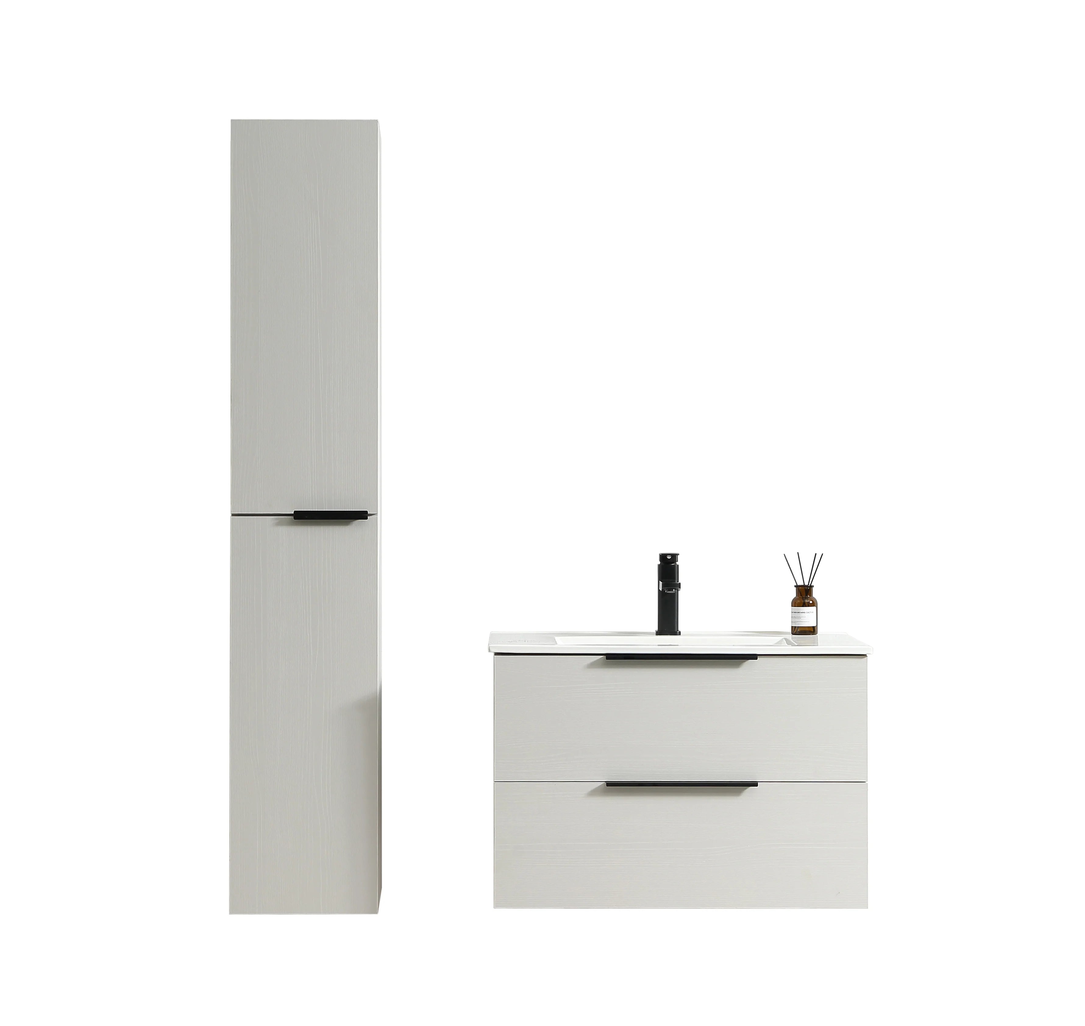 30” Sierra Vanity set with Side Cabinet in Light Grey