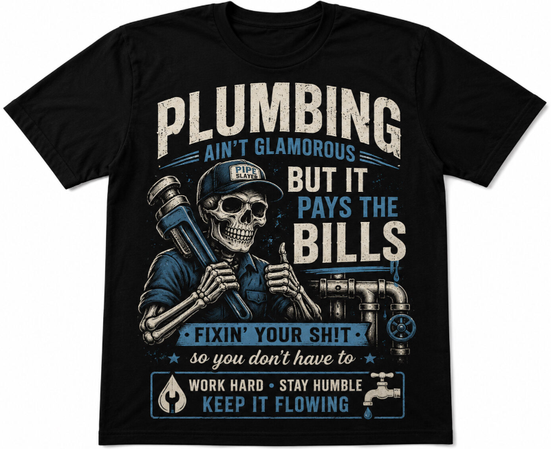 Plumbing Ain’t Glamorous Tee – Pays The Bills Edition