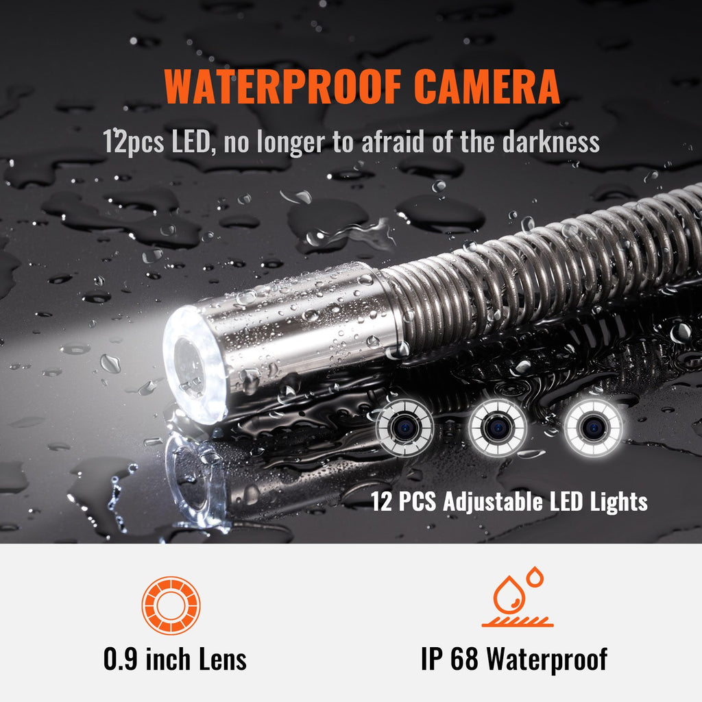 VEVOR Sewer Camera with 512Hz Locator, 164 ft/50 m,