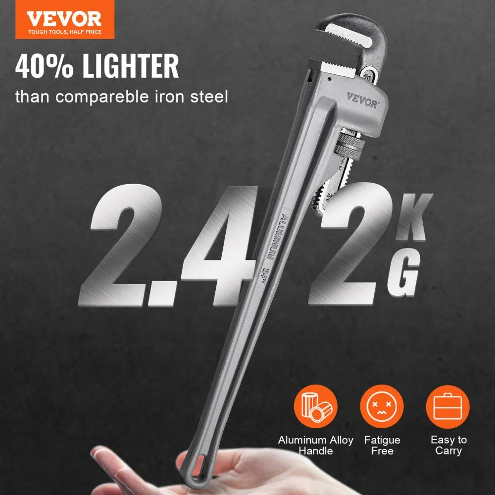 VEVOR Pipe Wrench, 24" Aluminum Straight Pipe Wrench