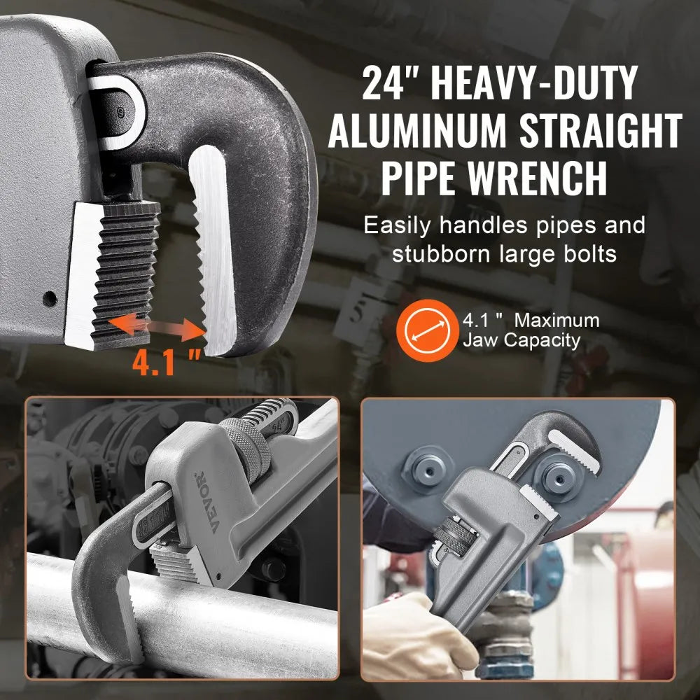 VEVOR Pipe Wrench, 24" Aluminum Straight Pipe Wrench
